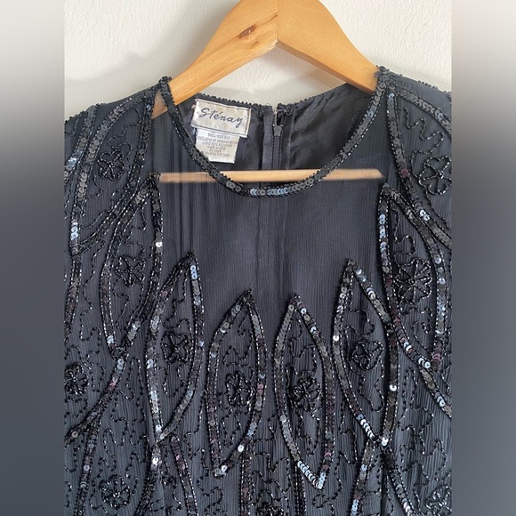 Vintage Stenay 100% Silk Beaded Sequin Long Gown Dress Evening Women’s Size 8 - Picture 9 of 15